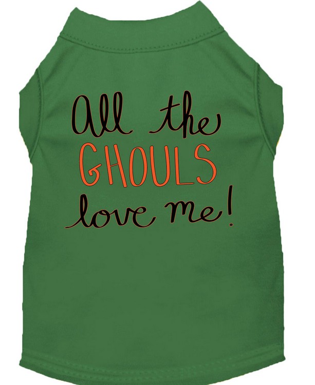 All the Ghouls Screen Print Dog Shirt Green Med